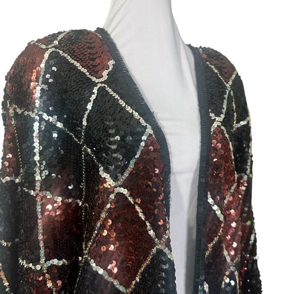 Vintage 1990s Givenchy En Plus Sequin Open Front Jacket Cardigan 14 - Picture 3 of 9